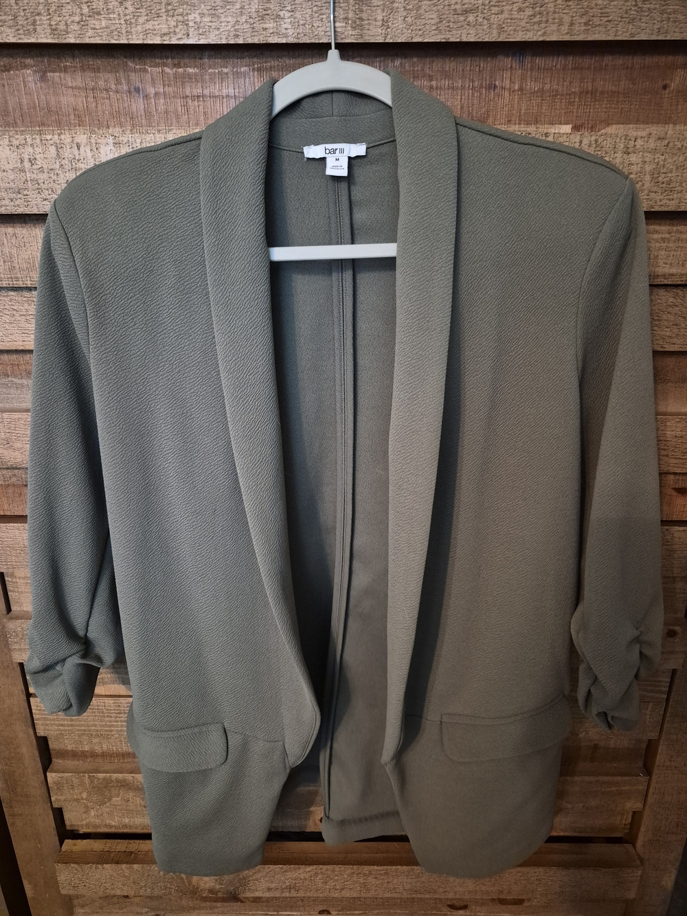 Bar III (from Macy's) Olive Green Open Front Women's Blazer